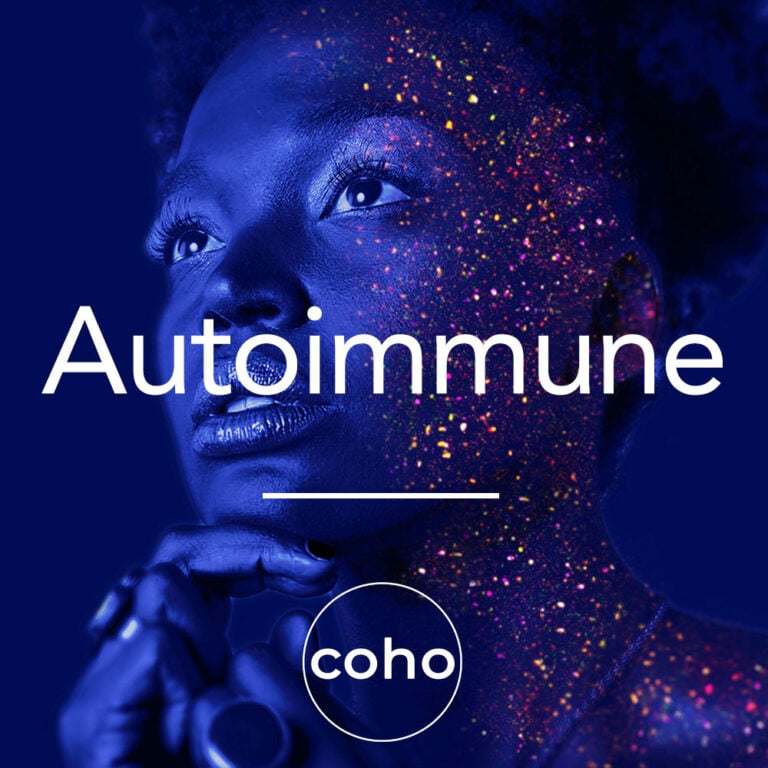 Functional medicine approach to autoimmunity - picture of woman in purple light