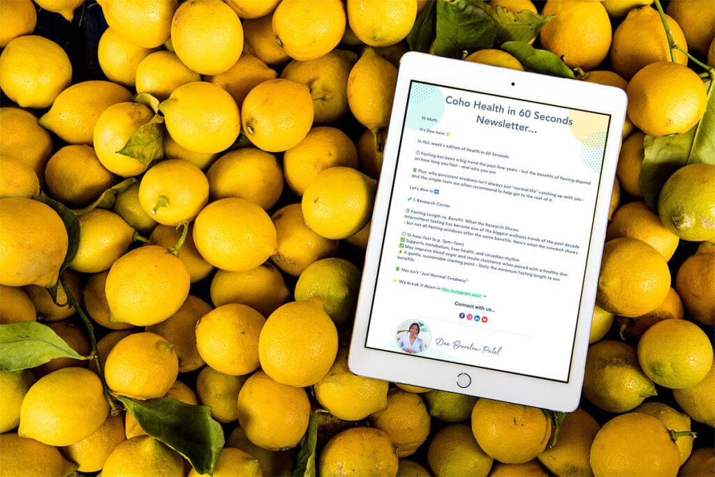 Coho Health Newsletter Mockup on bed of lemons