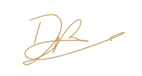 An image of Dee's signature in gold colour